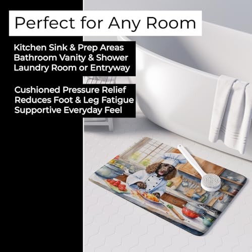Caroline's Treasures American Water Spaniel The Chef Memory Foam Kitchen Mat Machine Washable Anti-Fatigue Mat Cushion Comfort Bath Mat or Kitchen Rug - color: American Water Spaniel 6190