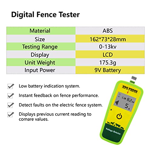 KuGuo Electric Fence Tester, 0-13000V Voltmeter for Livestock Fence | Quickly checks fence power status for farms, horses, cattle and outdoor electric fence systems with simple operation