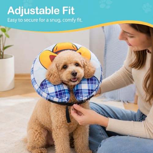 Avont Inflatable Cowboy Dog Cone Collar, Soft Recovery E-Collar | M: Neck 9.5-11.8", Width 3.5". Soft inflatable donut, washable cover, stops licking & scratching - size: M(Neck 9.5"-11.8")