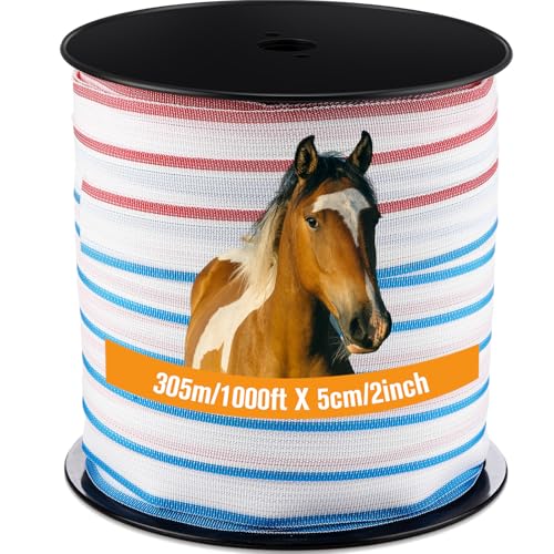 1 Roll 2 Inch x 1000 ft Electric Fence Tape Polytape | Polytape Fencing Horse Fence for Livestock Horse Paddock, High Visibility Polytape, Farm Perimeter Fencing - color: White, size: 2 Inchx 1000 ft