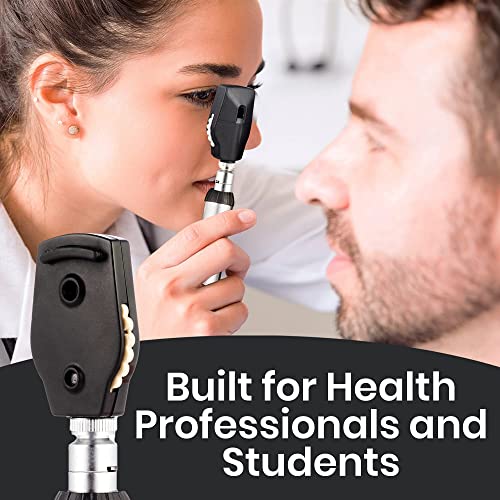 Zyrev Otoscope Oph Multi-Function Set - Otoscope/Opthalmoscope for Ear & Eye Examination - with Portable Carry Case, Sight Chart, Replacement Tips (Black)