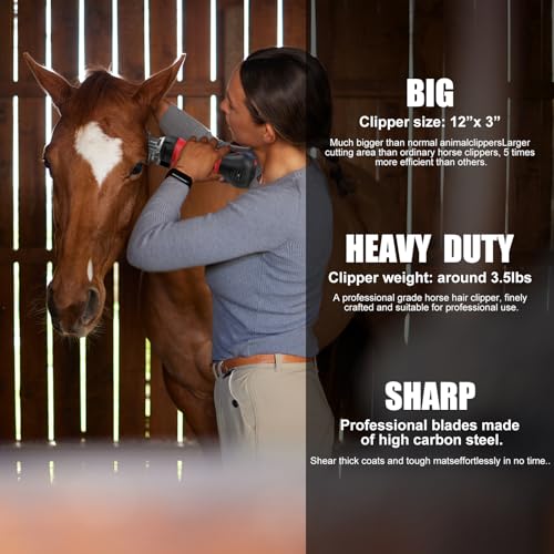 Horse Clippers,600W Professional Electric Horse Grooming Kit, Shaving Equine Clippers for Horses Goat Cattle Large Thick Coat Animals,6 Speeds Heavy Duty Farm Livestock Haircut Trimmer - size: HorseClippers