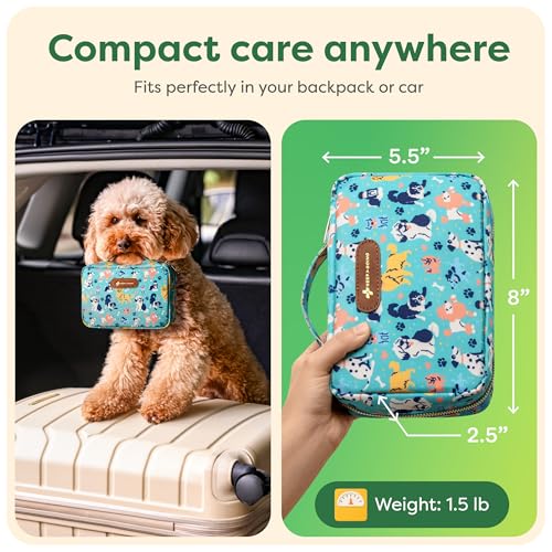 KeepGoing Pet First Aid Kit for Dogs & Cats, 99 Pc. Travel Emergency Kit | Dog & Cat Travel Accessories for Car, Camping & Hiking, Pet Essentials & Supplies
