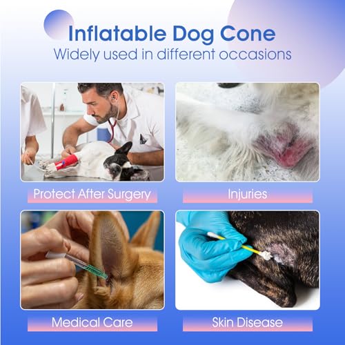 Inflatable Dog Cone for Small Dogs- Adjustable Neck Recovery ECollar,Lightweight Donut Collar After Surgery Anti-Licking & Biting,Waterproof Easy to Clean (Purple,M) - color: Purple, size: Medium