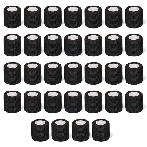 Self Adhesive Bandage Wrap,Bandage Tape,Medical Tape,Vet Tape | Athletic Tape Gauze,for First Aid,Sports, Wrist, Ankle (black, 2inch*32rolls) - color: Black, size: 2inch*32rolls