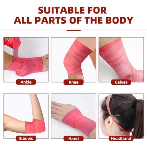 OK TAPE Pre Wrap Tape 4-Rolls 120 Yds Athletic Foam Underwrap for Sports | Protect for Ankles Wrists Hands and Knees, Soft, Breathable, Skin-friendly and Latex-free 2.75 Inches - Red - color: Red, size: 2.75 Inch x 30 Yards