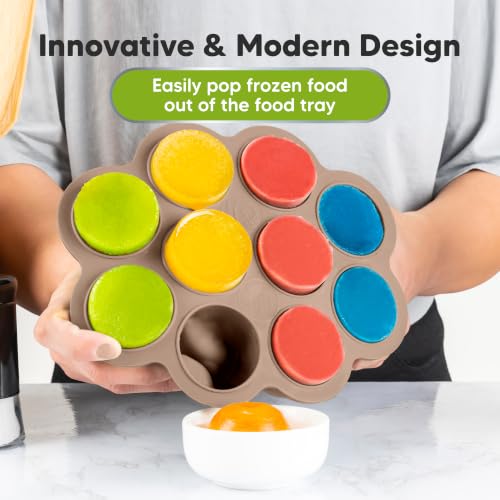 KeaBabies Silicone Food Freezer Trays with Lid, 2oz x 10 Pods (Chai Latte) | Baby Food Storage Containers, Easy Puree Meal Prep, Breast Milk Silicone Freezer Molds, Dishwasher, Microwave Safe, BPA-Free - color: Chai Latte
