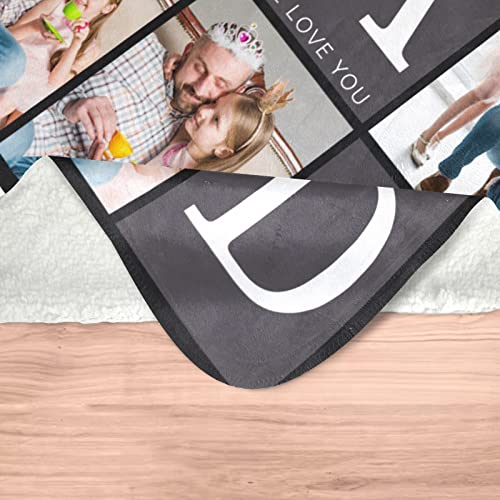 inkArts Gifts for Dad Customized Blanket with Photo, Make a Personalized Fathers Day Blankets with Picture to My Dad Custom Memories Souvenir Throw Blanket for Best Daddy Ever - color: 6 Photo-1