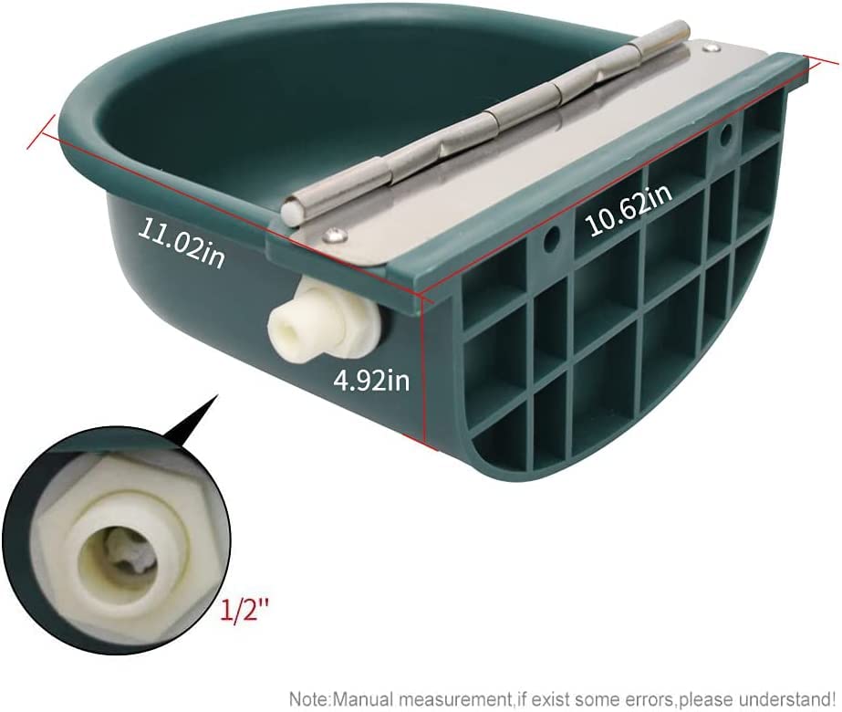 Automatic Water Bowl Livestock Waterer for Horse Cattle Goat Sheep Dog | 4L Large Plastic,Sheep Water Trough Bowl With Drainage Hole&39.37 inch Pipe,Float Valve Auto Refill,Yard Farm Outdoor Use