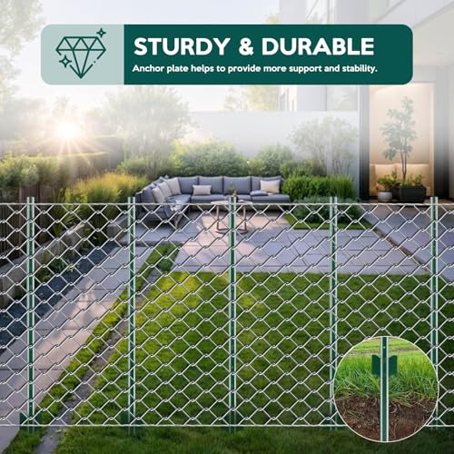 3 ft Fence Post, 20 Pack Heavy Duty Metal Fence Posts, Sturdy Steel T Post | No Dig Fence Stakes, U-Channel Garden stakes for Lawn, Farm, Yard, Orchard and Outdoor Electric Fence Wire, Corner Support - size: 3ft-20 pack