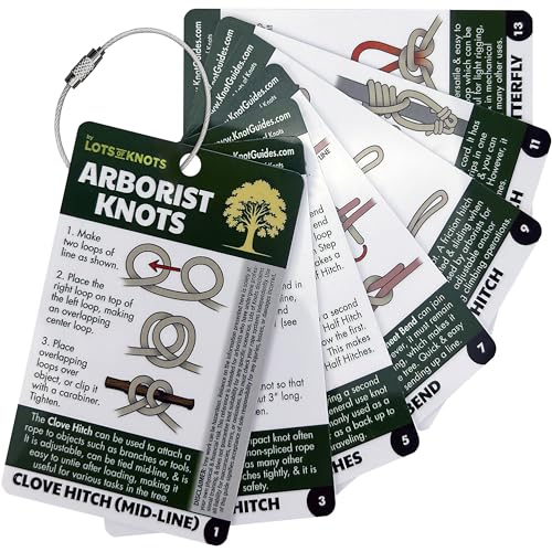 Arborist Knot Cards for Tree Climbing and Trimming by Lots of Knots | Waterproof cards with 14 essential knots for tree service equipment and tree trimming. Arborist climbing kit essentials.