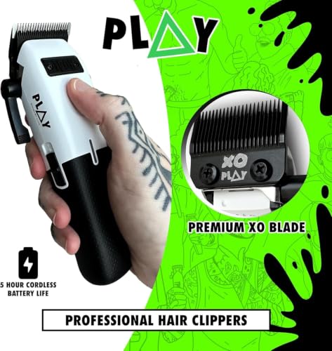 TPOB Play Barber Hair Clippers for Men 7500 RPM with Rubber Grips (White) - color: White