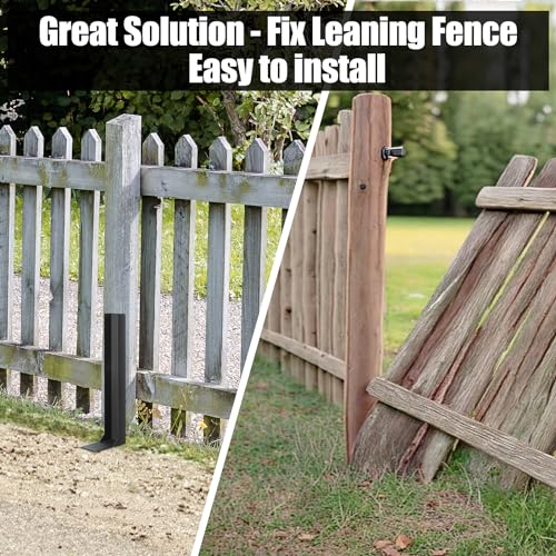ArlinaL Fence Post Repair Kit, Thickened Steel Anchor Ground Spike | 2 Pack Heavy Duty Repair Stakes for Repair Tilted, Broken Wood Fence