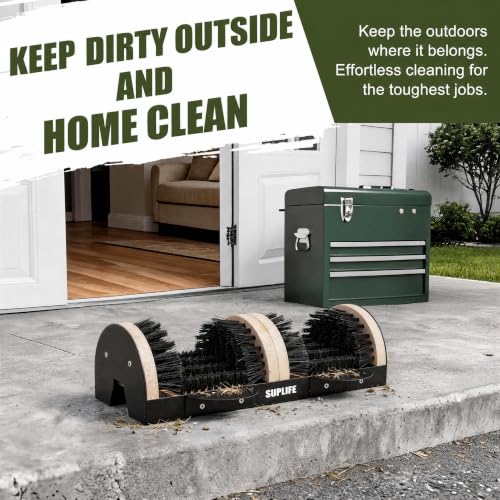 2026 Upgrade Boot Scrubber Cleaner, Heavy Duty Shoe Brush with Sturdy Steel Frame & Extra Long Dense Bristles, Efficient Mud Remover for Porch, Farm, RV