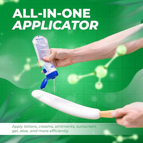 GranNaturals Lotion Applicator for your Back, Feet, and Legs - Sunscreen Applicator - Long Curved Easy Reach Body Brush for Suntan, Sunless Self-Tanning, Skin Cream, Acne, Body Wash - Elderly Aid