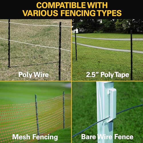 Zareba Step-In Electric Fence Posts, 4 ft, 50 Pack, Black | Durable and hold 2in of Wire or Poly Tape - style: 50 Black Posts