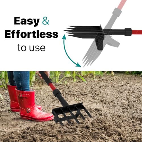 Pitch Fork for Garden, 5-Tine Heavy Duty Pitchfork for Loosening Soil, 41 Inch Gardening Fork for Digging, Composting, Spading, Cultivating Soil, Metal Fork Head with Fiberglass Handle, D-Grip