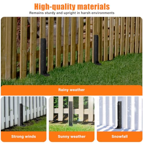 6 Pcs Fence Post Repair Kit,4×4/6x6 Fence Post Support,Heavy Duty Post Anchor Ground Spike with Double-Layer Thickened Fence Post Anchor & Stakes for Repair Tilted, Broken Wood Fence Post - size: Split