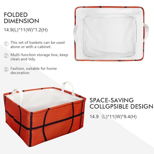 Basketball Shelf Basket, Kids Boys Ball Storage Basket Bins Box with Handles, Boys Sports Decor for Room Nursery 3 Pcs Set(Basketball) - color: Basketball
