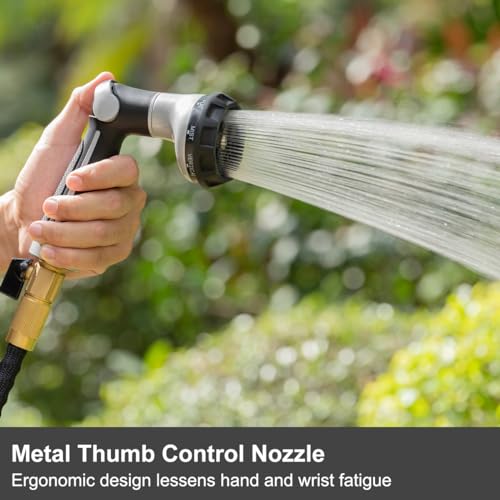 FANHAO Heavy Duty Garden Hose Nozzle, Metal Hose Sprayer Easy Thumb Control | 8 Spray Patterns, Rustproof Water Nozzle, Non-Slip Ergonomic Grip, Elder & Child Friendly for Garden, Car & Pet, Light Grey - color: Light grey