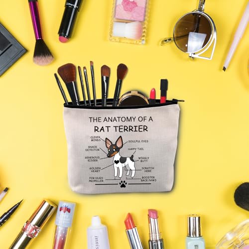 LEVLO Funny Terrier Lovers Gifts The Anatomy of A Rat Terrier Cosmetic Bags Veterinary Mom Travel Toiletry Bags (Rat Terrier) - color: Rat Terrier