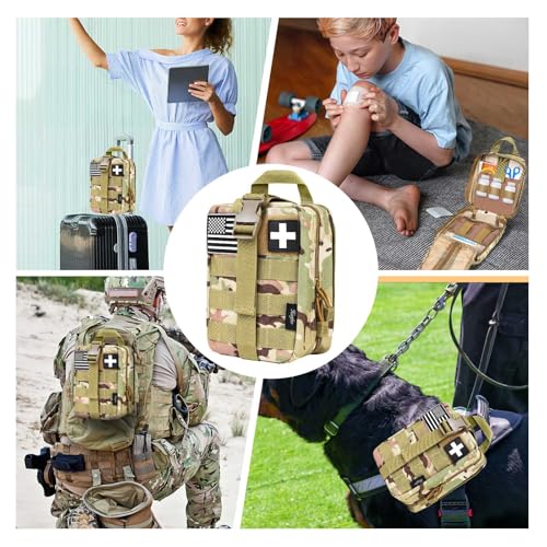 Medical Molle Pouch Tactical - 1000D Nylon First Aid Pouch, Big Capacity EMT Pouch Utility, Heavy Duty Military Grade Rip-Away Ifak Pouch for Home and Outdoor Activities（Bag Only - color: Multicam