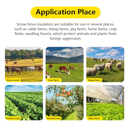 210PCS Upgraded Black Electric Fence Insulators,1 Pc Free Insulator Socket Tool,and 1 Gloves,Screw in Ring Insulators for Farm Animal Fencing(Grid System Accessories for Animal Husbandry Electronic)