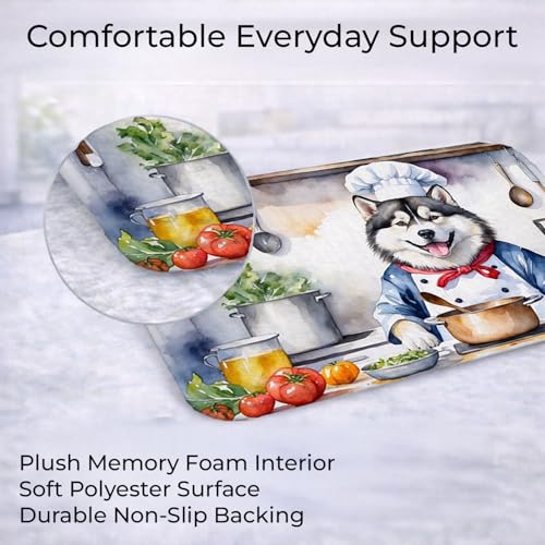 Caroline's Treasures Alaskan Malamute The Chef Memory Foam Kitchen Mat Machine Washable Anti-Fatigue Mat Cushion Comfort Bath Mat or Kitchen Rug - color: Alaskan Malamute 6184