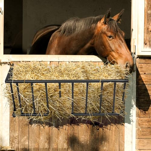 Outvita Horse Hay Feeder, 40.5'' Long Livestock Hay Feeder with 25 Gallon Large Capacity, Carbon Steel Wall Mounted Hay Rack for Horses, Sheep, Goats, Indoor Outdoor Uses(Black) - size: 40.5 in