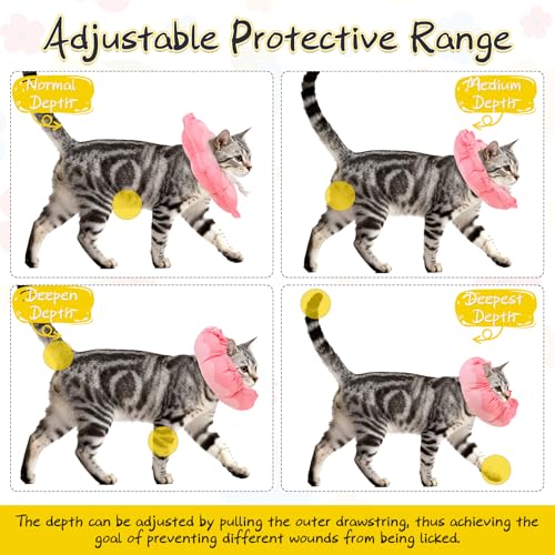 Cat Cone Collar Soft, Cat E Collar Recovery After Surgery to Stop Licking, Adjustable Waterproof Cute Neck Elizabethan Pet Kitten Puppy Donut Pillow for Cats Puppy Wound Healing, Pinks - color: Pink, size: Small