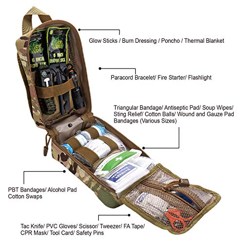EVERLIT 250 Pcs Survival First Aid Kit | IFAK Outdoor Survival Kit Emergency Kit For Camping Hiking Hunting Earthquake Emergency Preparedness - color: Camo
