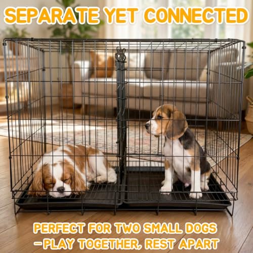 Dog Crate Divider Panel 2-Pack, 28" H Adjustable Kennel Divider | Expands 18.9"-38.2" Width, fits 42"-48" cages, Rust-Resistant Metal, Puppy Training, Anxiety Relief, Security for Puppies - size: 27.95"H