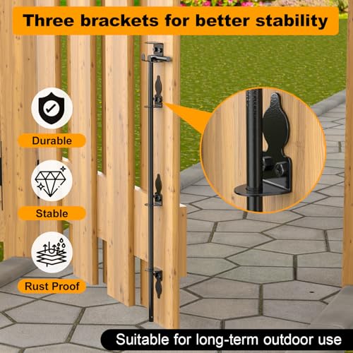 24" Cane Bolt Drop Rod for Gate, Heavy Duty Gate Latch 2 Pack | Gate Latch for Wooden Fence Metal Gates, Gate Ground Stopper Hardware for Wood PVC Vinyl Metal Gates - color: 24"-Black, size: 2 Pack