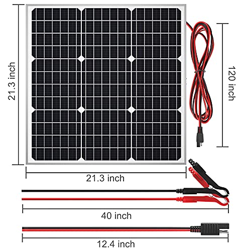Solar Panel Kit 50W 12V, Waterproof Solar Battery Trickle Charger Maintainer + Waterproof Controller + Adjustable Mount Bracket for Boat Car RV Motorcycle(Without Mounting Bracket) - size: 50W PWM+Load Kit