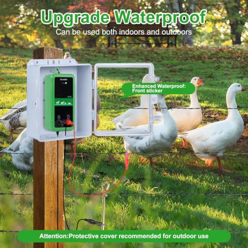 EF-07, 10KV Electric Fence Charger, 5 Miles 1 Joules Pulse Energy | Waterproof Electric Fence Kit for Livestock & Farm Needs, Supply for Animals, Pets, Poultry, Ranches and Gardens Protection