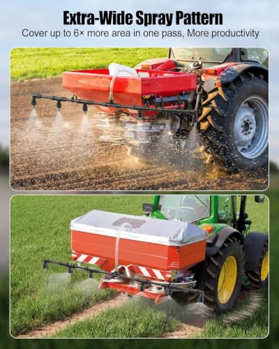 6-Nozzle Agricultural Spray Wand, 7.5Ft Boom Sprayer for Tractors & UTVs | Wide Coverage Sprayer Boom with Adjustable Nozzles from Fine Mist to Jet, Corrosion Resistant Universal Connector for Farm