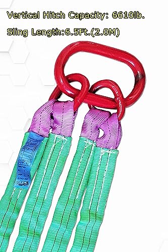 Four Leg Bridle Web Sling 6.5ft 6610lb Web Slings Belt Type with Hook 2.0 m 3000 kg Light Weight and Flexible Capacity Steel Sling[4leg 3.0t] - size: 4leg-3t