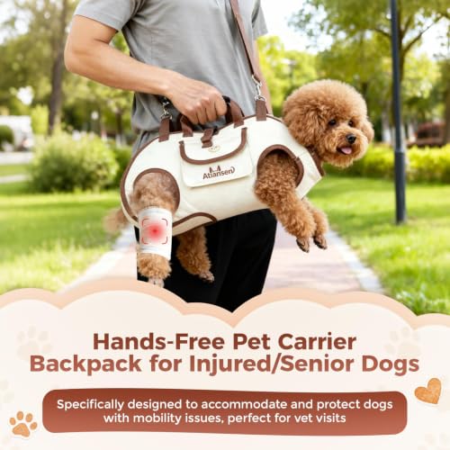 Hands Free Dog Backpack Carrier for Small Dogs Shoulder Sling Backpack | (M, 8.8-14.3lbs), Yorkie Carrier Backpack, Dog Lift Harness, Portable Breathable Pet Carrier Backpack, for Small Animals