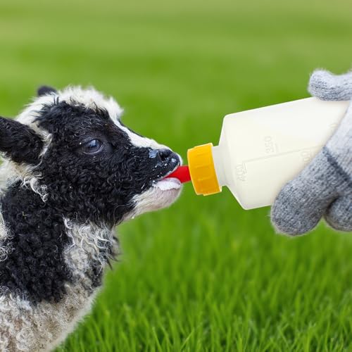 Okllen 10 Sets 400ml Lamb Feeding Bottle with 20 Nipples, Plastic Goat Milk Feeder for Goats, Lambs, Small Animal Pet Drink Bottle, Reusable Silicone Nipple for Farm Livestock Feeding