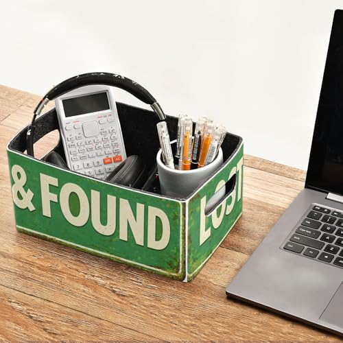 Storage Baskets Felt Foldable Storage Cube Shelf Bins Organizer Box for Kids Toys Magazine Books Clothes Office Bedroom Closet Babies Nursery organizing 2-Pack Lost and Found Vintage Rusty Metal Sign - color: Lost&Found