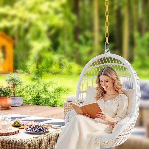SELEWARE 2Pcs 60" Hanging Swing Chain Yellow Plastic Coated Hanging Chains | 1000LB Capacity Porch Swing Chain with 4 Carabiners, Hammock Hardware Kit for Hanging Chair, Punching Bag, Indoor Outdoor Gym - color: Yellow, size: 60" (2 Pcs)