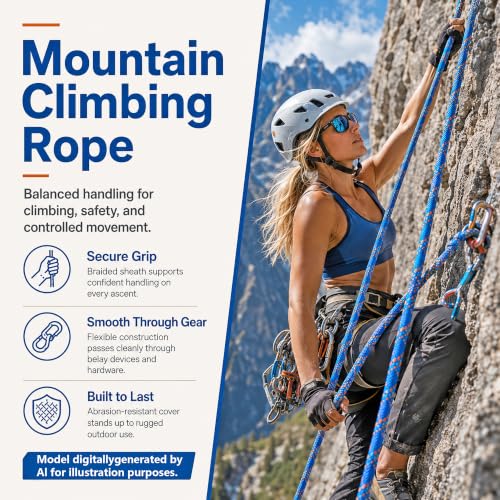 Braided Polyester Arborist Rope (3/8 inch X 100 feet) High Strength Bull Rope for Tree Work Truck Securing Camping Swing, Blue - color: Blue