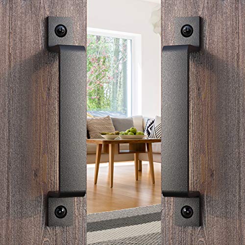 2-Pack 8 Inch Straight Bar Barn Door Handle - Black Cast Iron Pull for Sliding Doors, Gates, Sheds, Fences, Closets - Indoor Outdoor Farmhouse Hardware - size: 8" - 2 Pack, style: Straight Bar