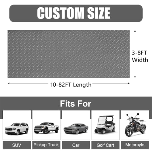 Petgrow 2.8mm Thickened Garage Floor Mat, Custom Size Parking Mat | Non-Slip PVC Floor Protector for Under Car,Golf Cart,Rubber Motorcycle Mat, Large SUVs,MPV, Pickup Truck,Gray - size: 4FT X 10FT
