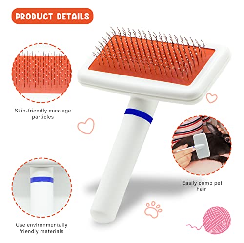 Cat Grooming Kit Set with Pet Shedding Slicker Brush Nail Clipper Trimmer Pet Massage Bath Glove Flea Comb for Bunny Puppy Kitten Guinea Pig Chinchilla Ferret Small Animals (Red, Pink) - color: Red, Pink