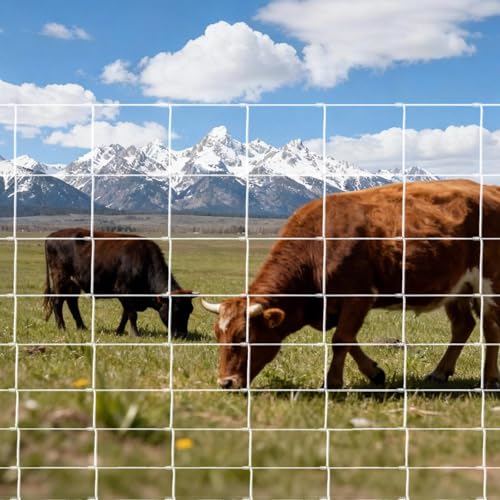 Garvee 5FT x 328FT Heavy Duty Farm Fence, Galvanized Wire Livestock Fencing for Goats, Cattle & Deer, High-Zinc Field Fence Roll for Yard, Pasture & Ranch Protection - size: 5ft x 328ft