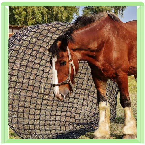 Round Bale Hay Net, Slow Feeder,1.5 Inch Mesh,5x5 ft for Horses | Knotless Design Protects Mouth & Gums,Mimics Natural Grazing,Reduces Waste,Durable Weather-Resistant Build