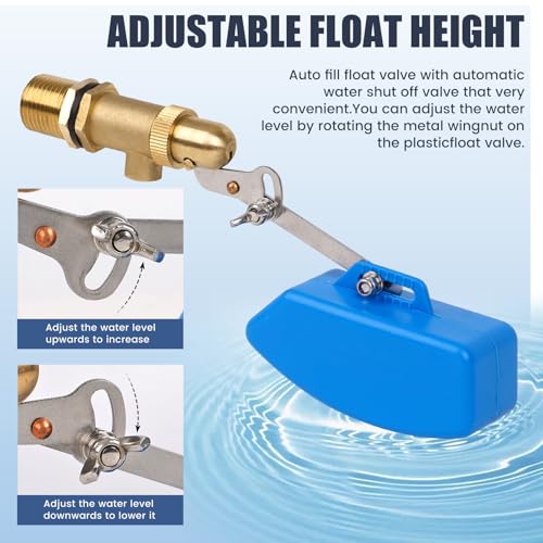 Brass Float Valve for Water Trough Stock Tank,3/4 Inch Automatic Water Level Control Pond Farm Livestock Cattle Goat Horse Livestock Waterer Pool Auto fill Float Valve (3/4" 2PCS) - style: 3/4" 2PCS