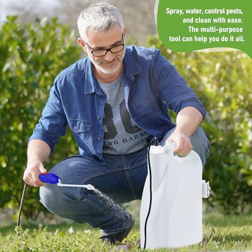 Qualirey Battery Powered Sprayer Wand, 38mm Cap for 1 Gallon Jugs | Electric Spray Nozzle with Hose and Holster, for Weed Killer, Pest Control and Garden Treatments