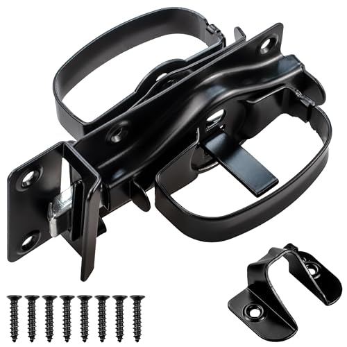 Swinging Shed Door Latch with Handle for Indoor/Outdoor Use, Heavy Duty with WeatherGuard Coating, Black